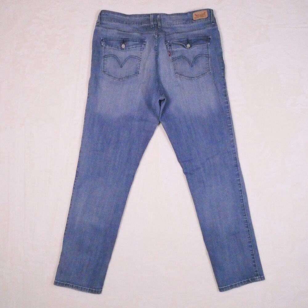 Levi's Mid Rise Skinny Jeans Size 14 Faded Embroidered Flap Pockets Y2K